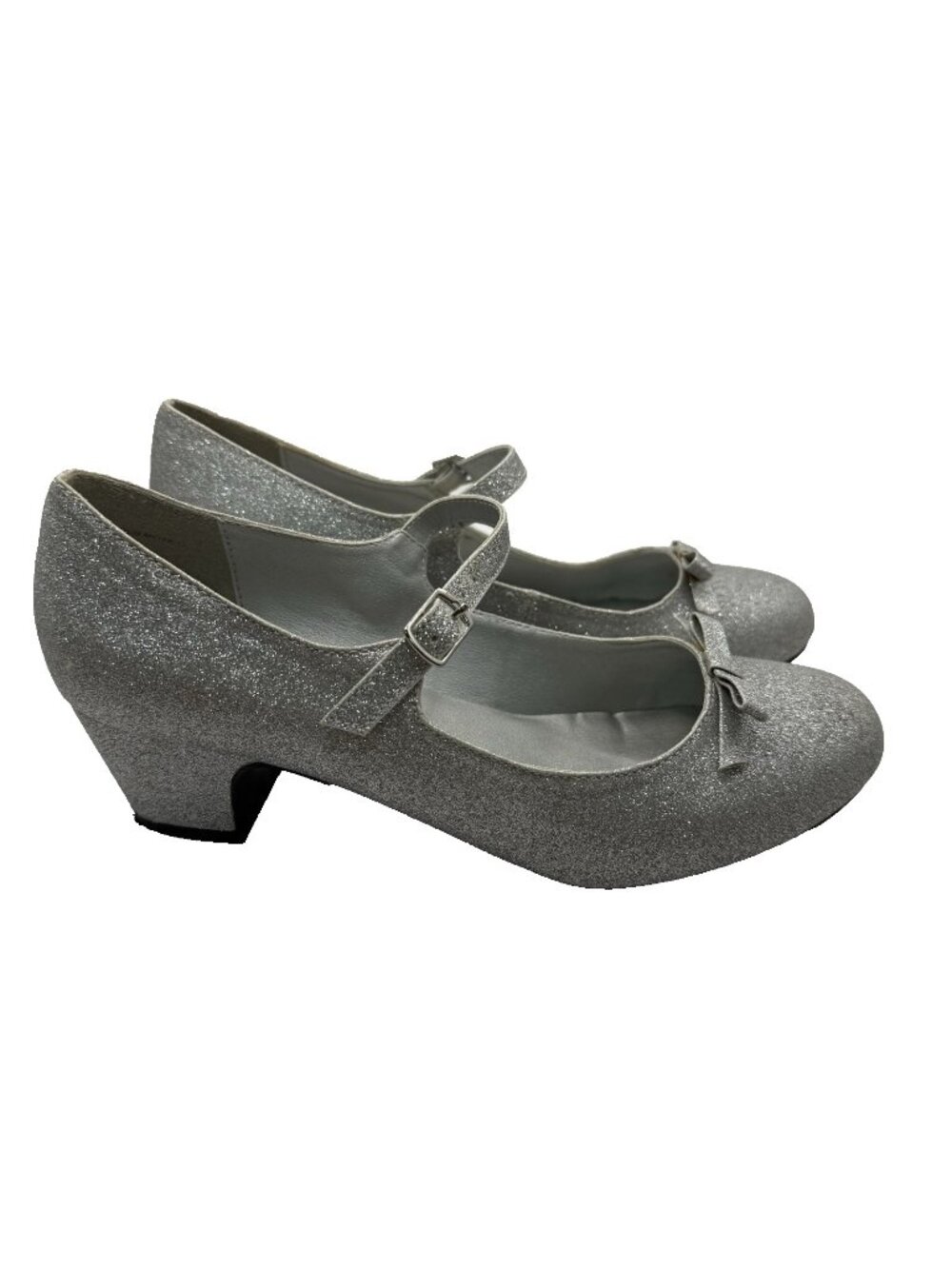Restricted Kids Mary Jane Heel Sz 5 Silver Glitter Sparkly Princess Glam